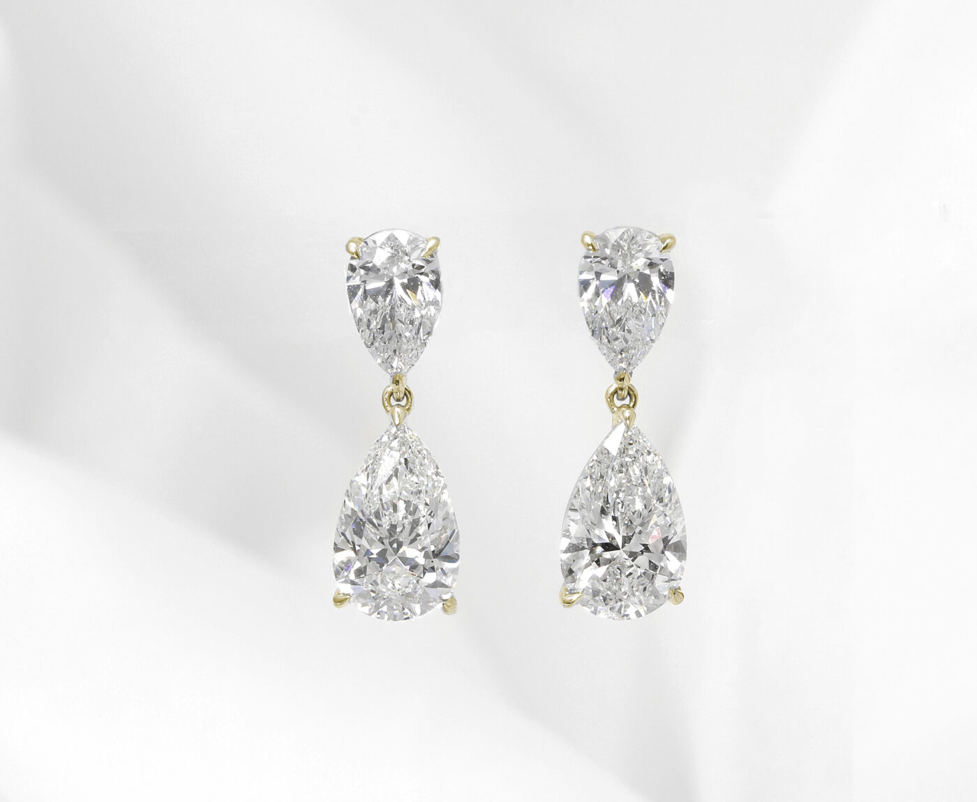 Lab Created Diamond Pear Drop Earrings in 18ct Yellow Gold