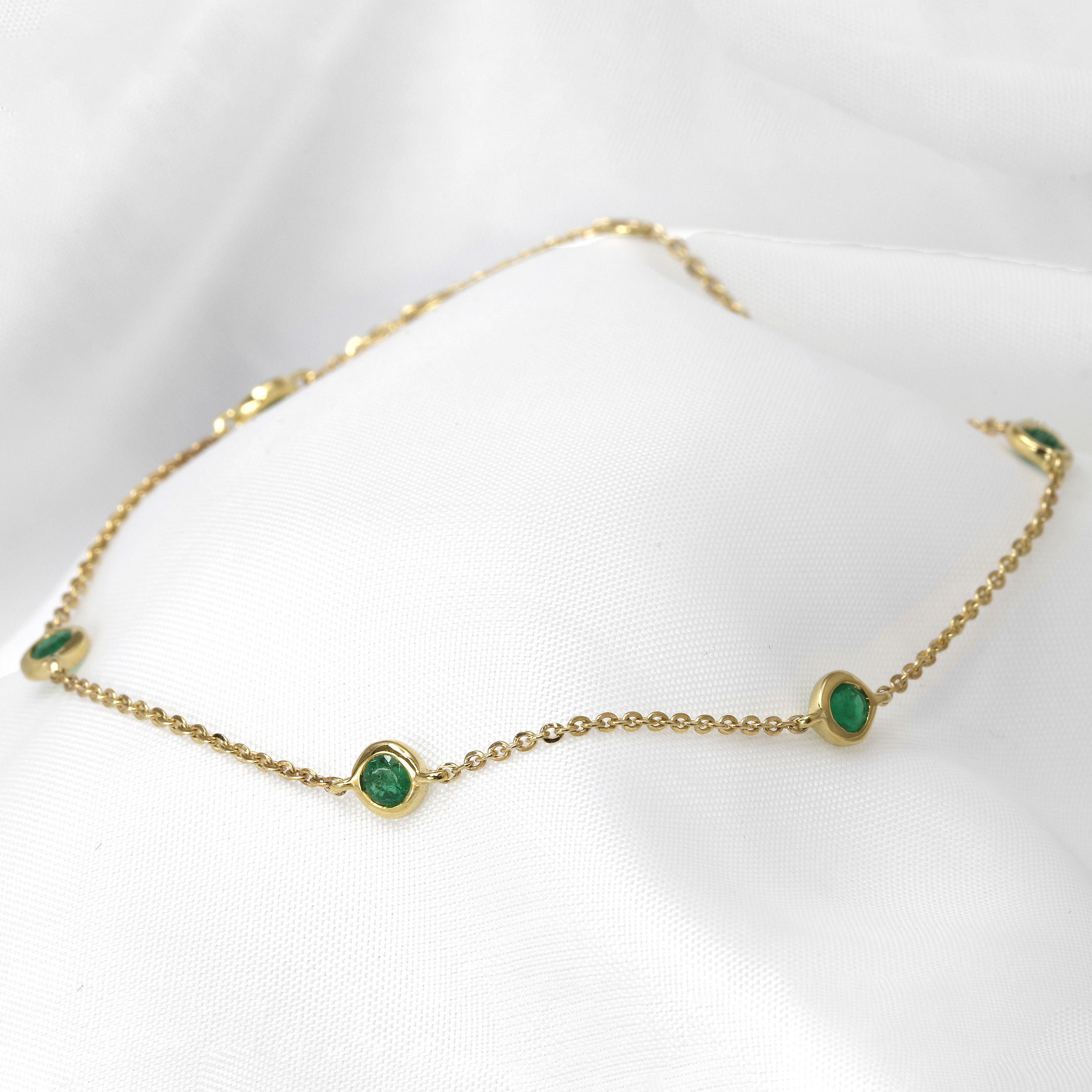 Emerald Station Bracelet in 9ct Yellow Gold