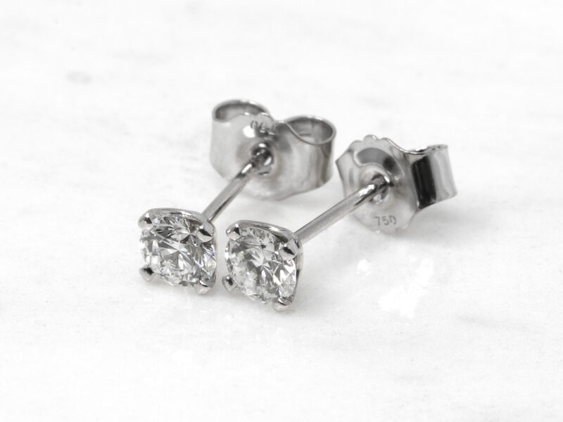 0.60ct Diamond Solitaire Stud Earrings in 18ct White Gold