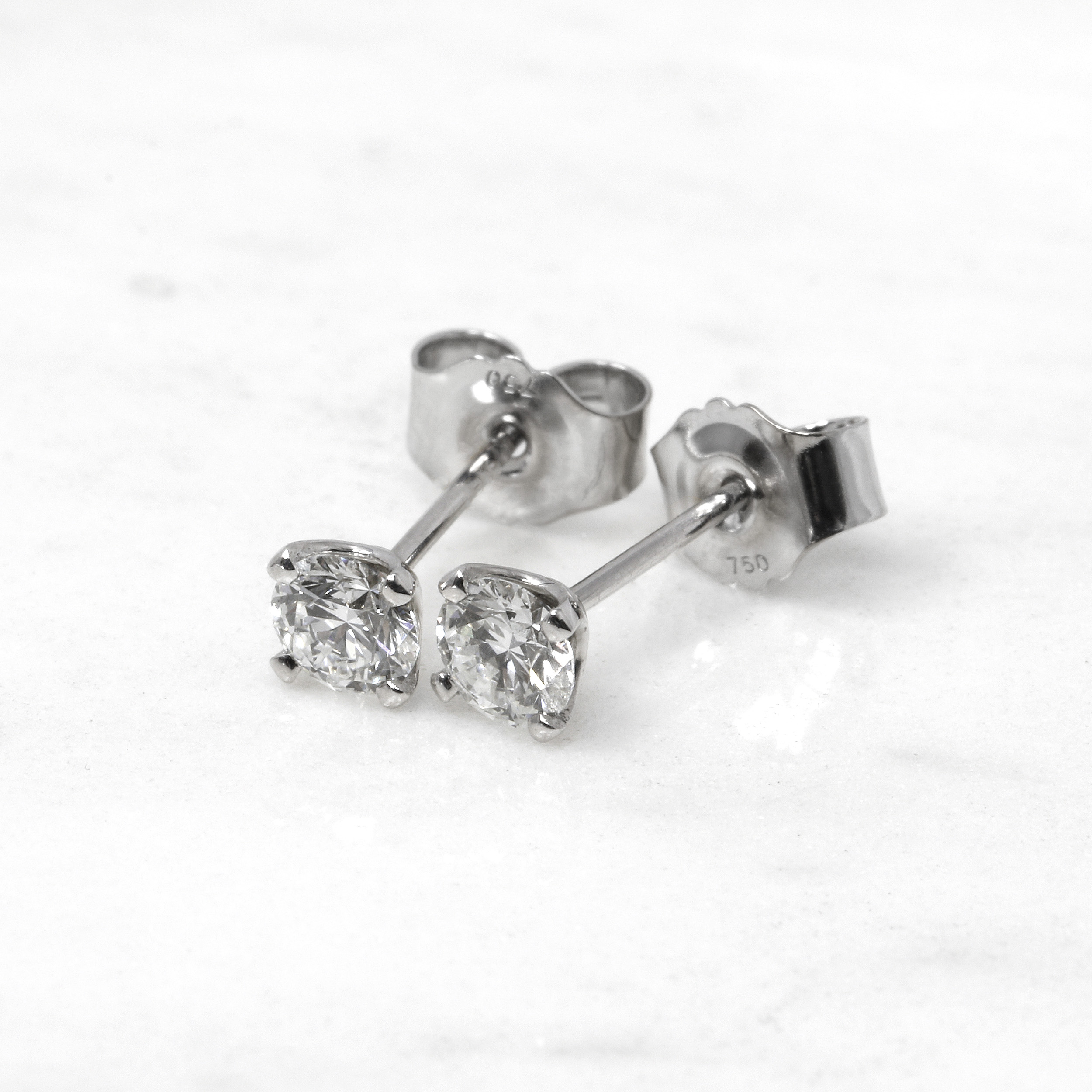 0.60ct Diamond Solitaire Stud Earrings in 18ct White Gold