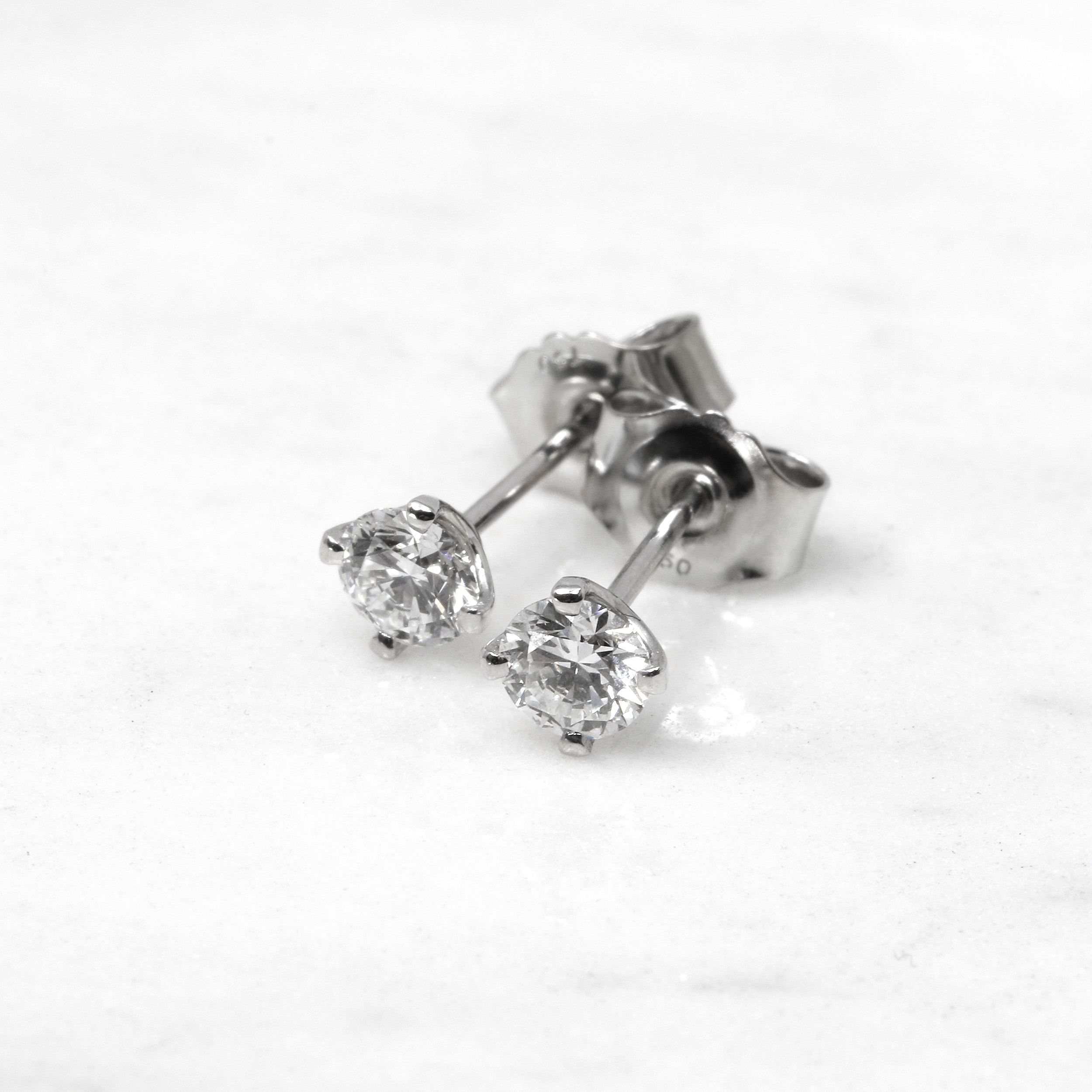0.60ct Diamond Solitaire Stud Earrings in 18ct White Gold