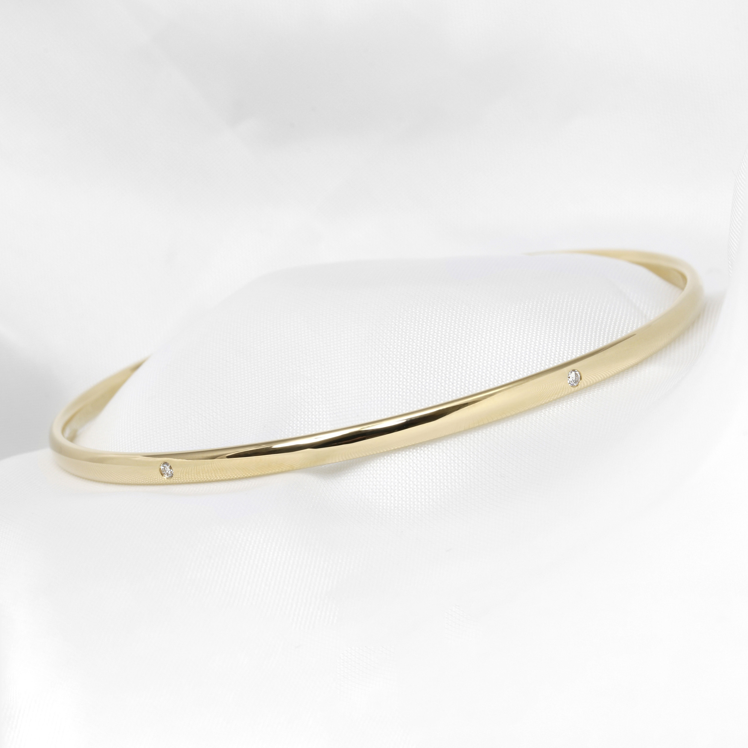 Diamond Set 9ct Yellow Gold Soft Court Bangle
