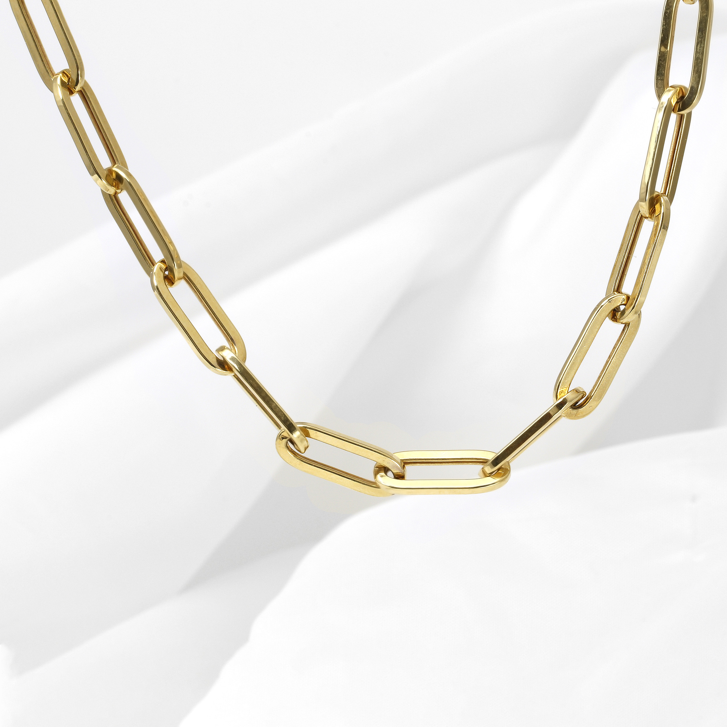 18″ 9ct Yellow Gold Heavy Paper Link Chain