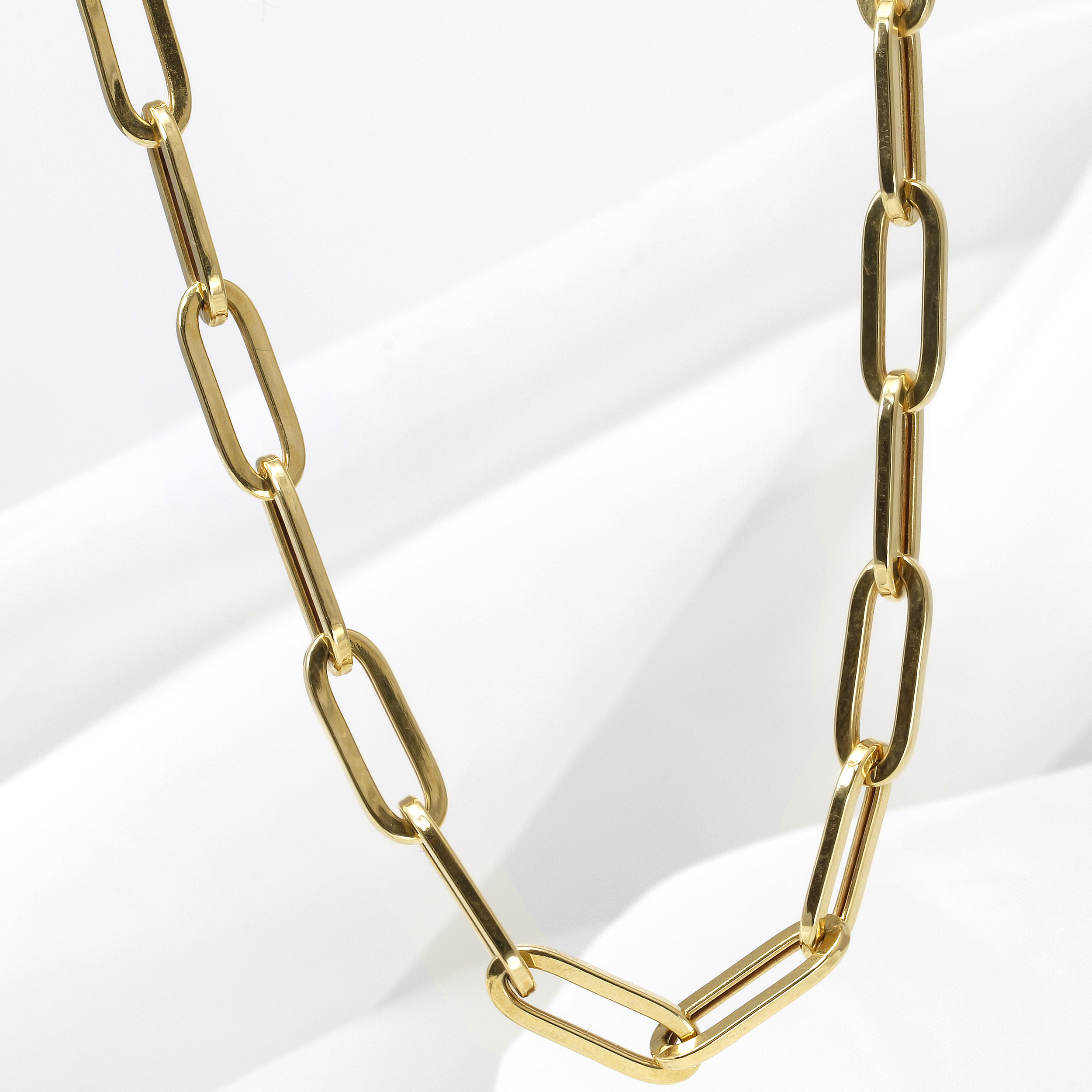 18" Heavy 9ct Yellow Gold Paper Link Chain