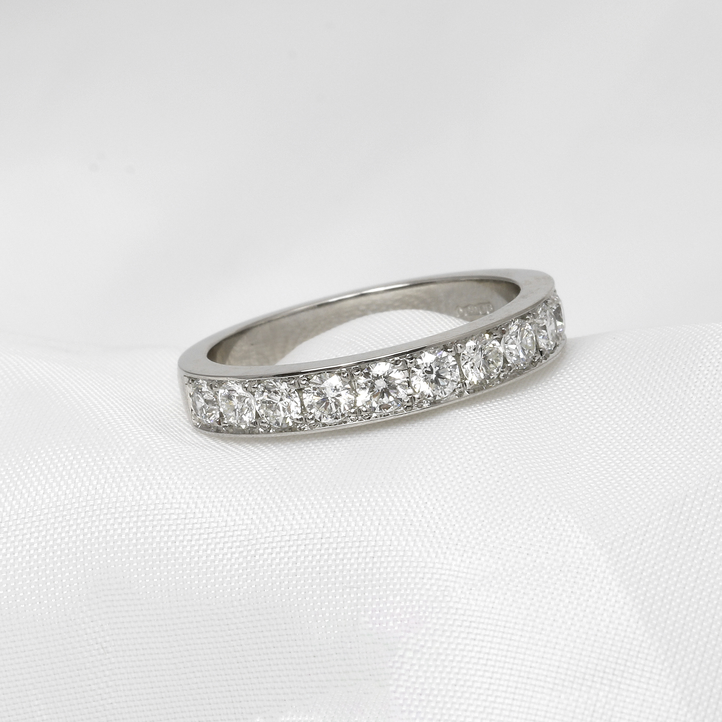 Grain Set Diamond Half Eternity Ring in Platinum