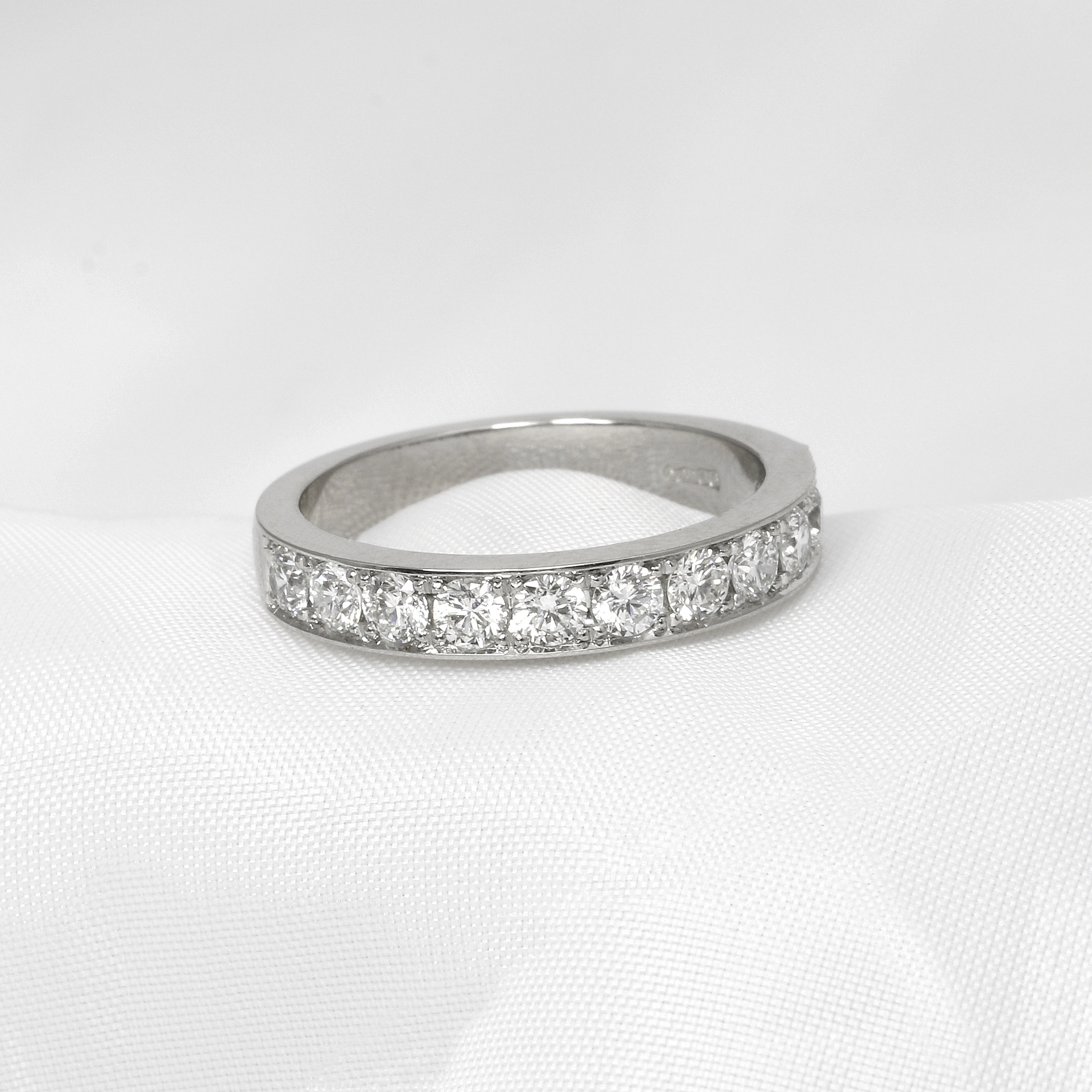 Grain Set Diamond Half Eternity Ring in Platinum