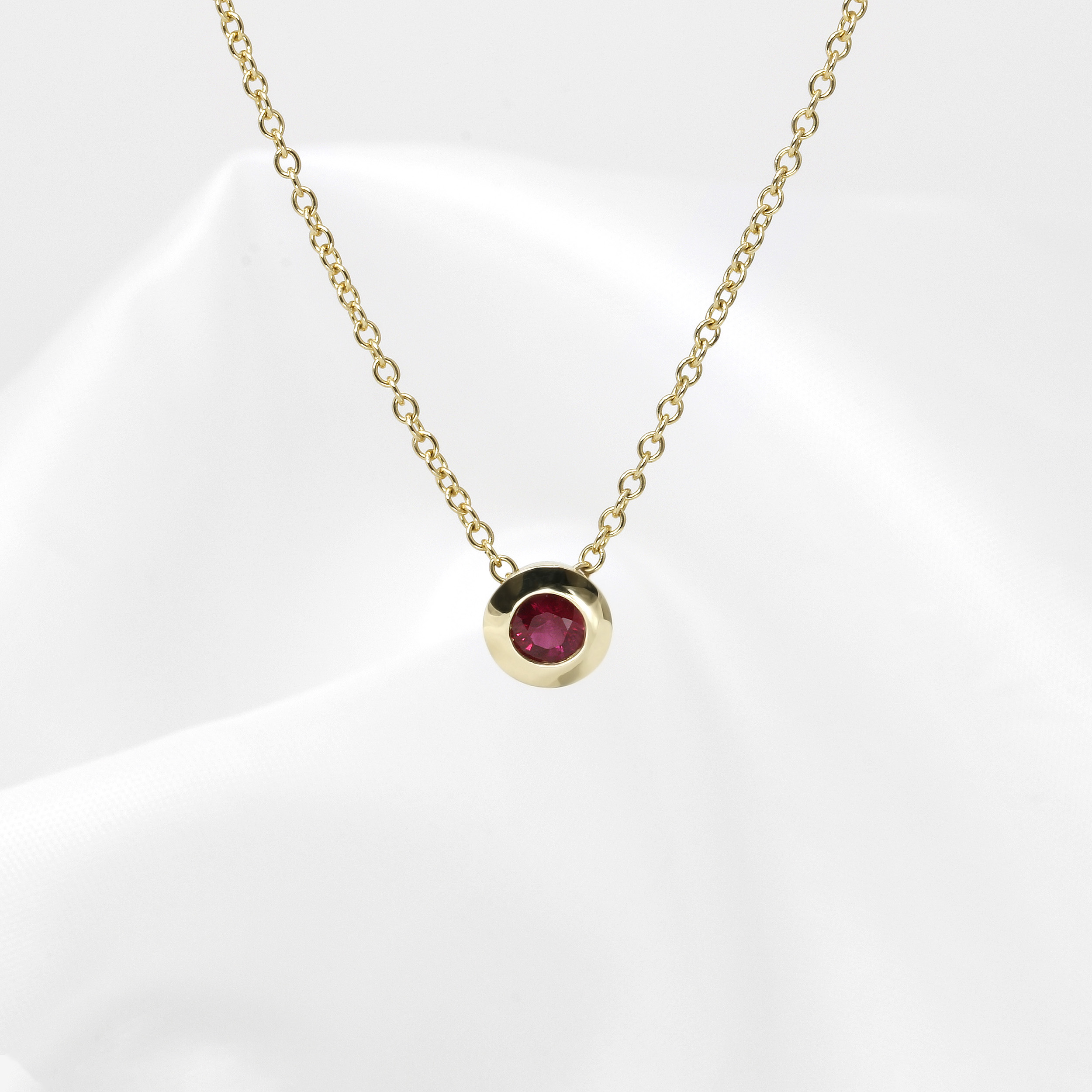 Ruby Solitaire Pendant in 9ct Yellow Gold