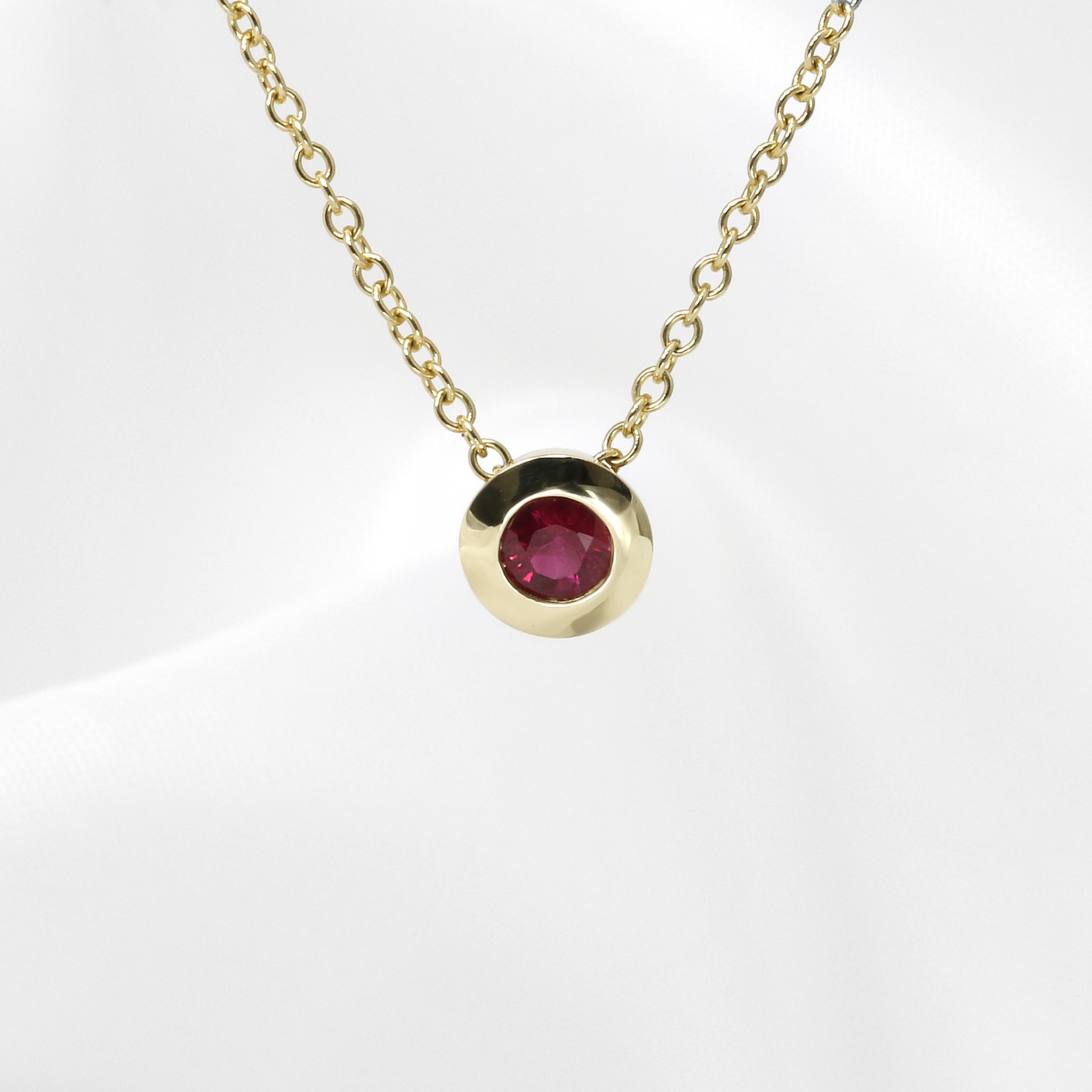 Ruby Solitaire Pendant in 9ct Yellow Gold