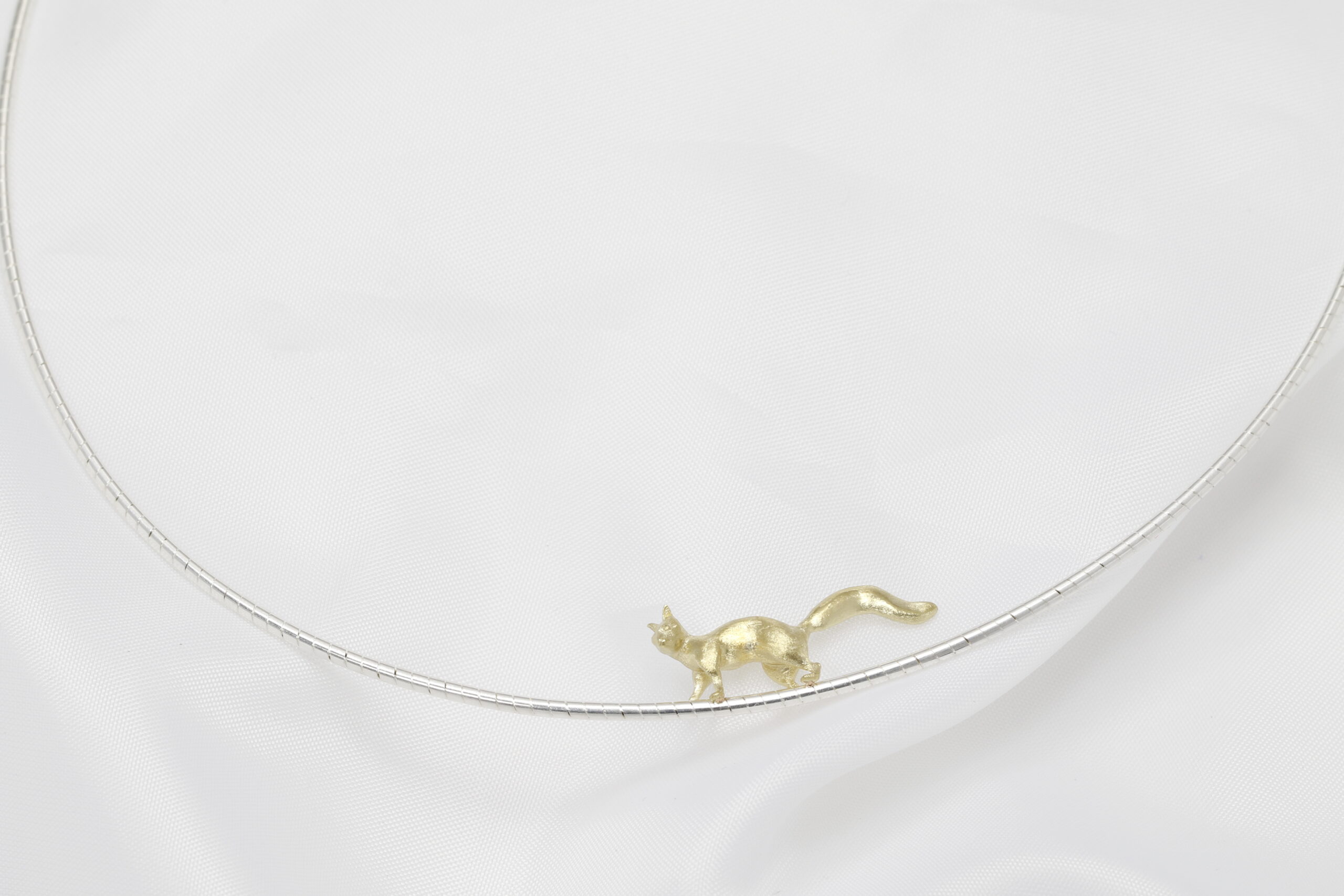 Silver Necklet with 9ct Yellow Gold Squirrel