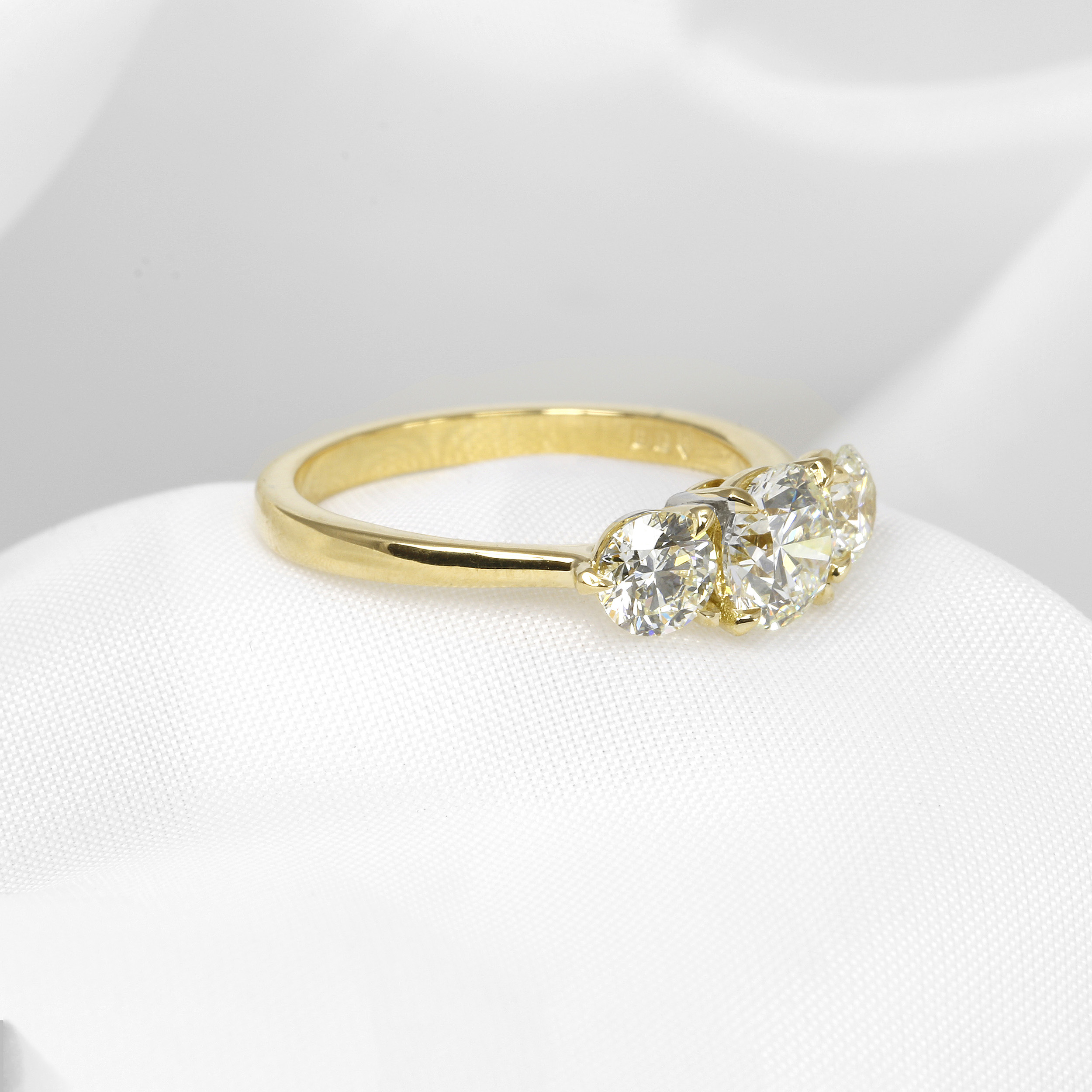Claw Set Three Stone Diamond Ring in 18ct Yellow Gold