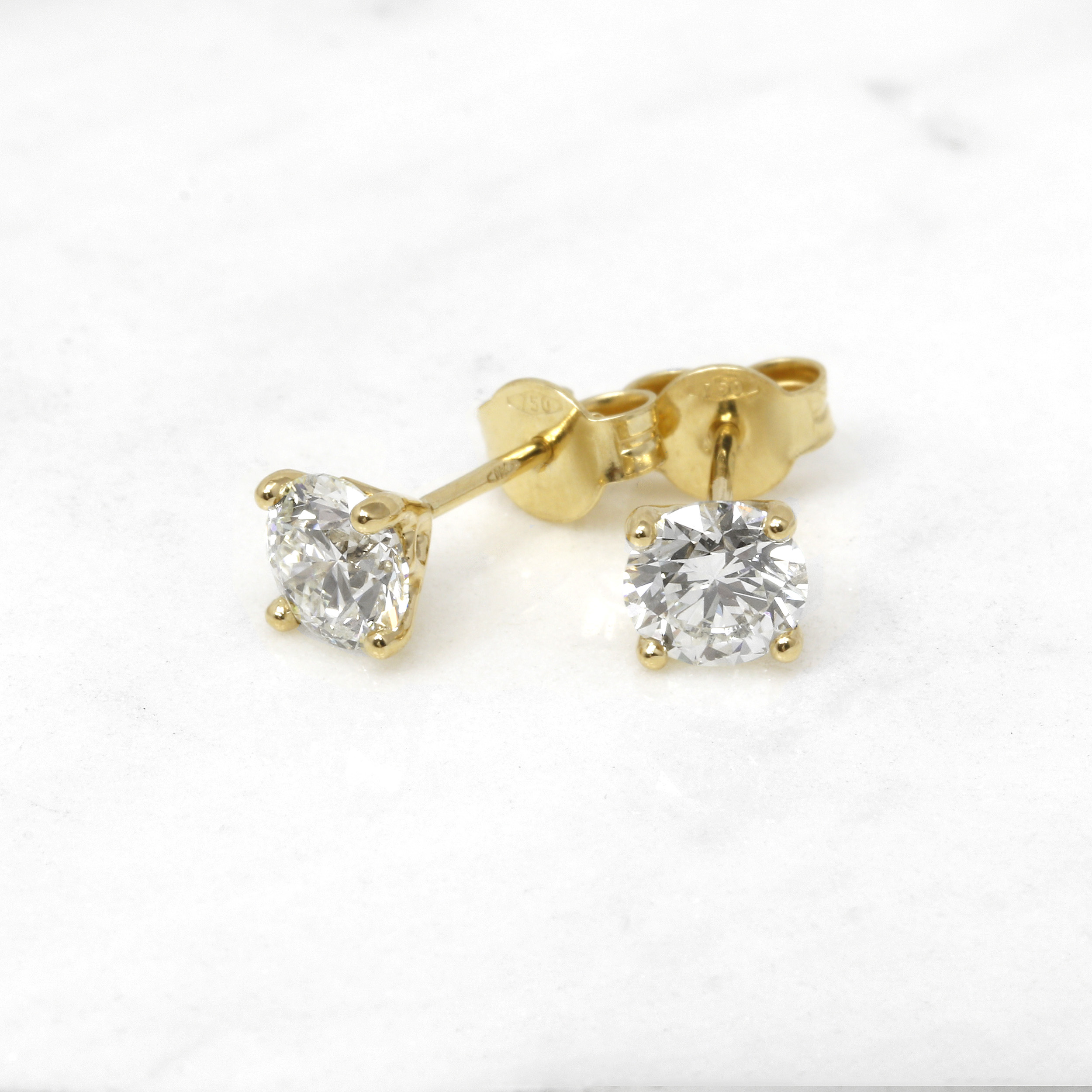 1.60ct Diamond Solitaire Stud Earrings in 18ct Yellow Gold