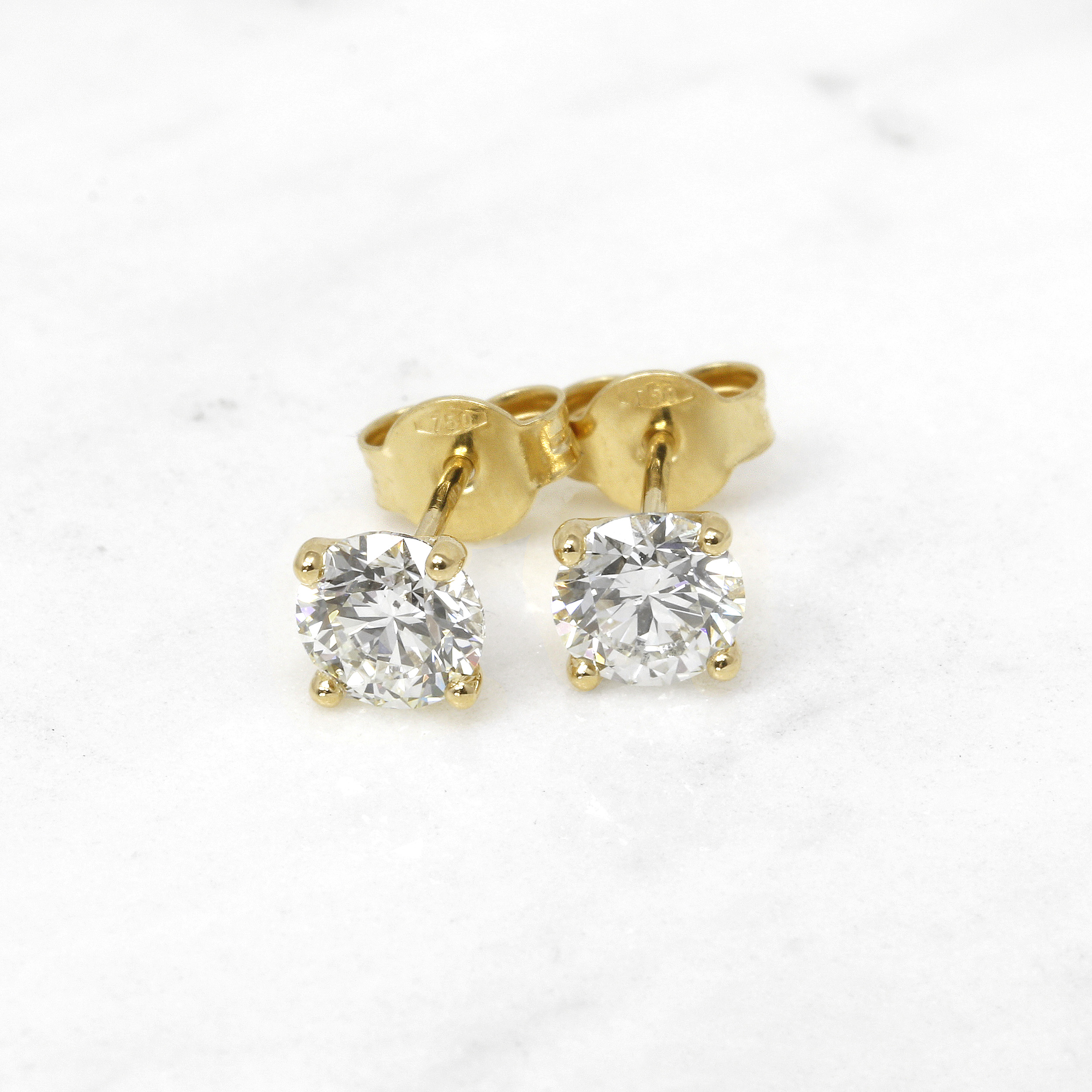 1.60ct Diamond Solitaire Stud Earrings in 18ct Yellow Gold