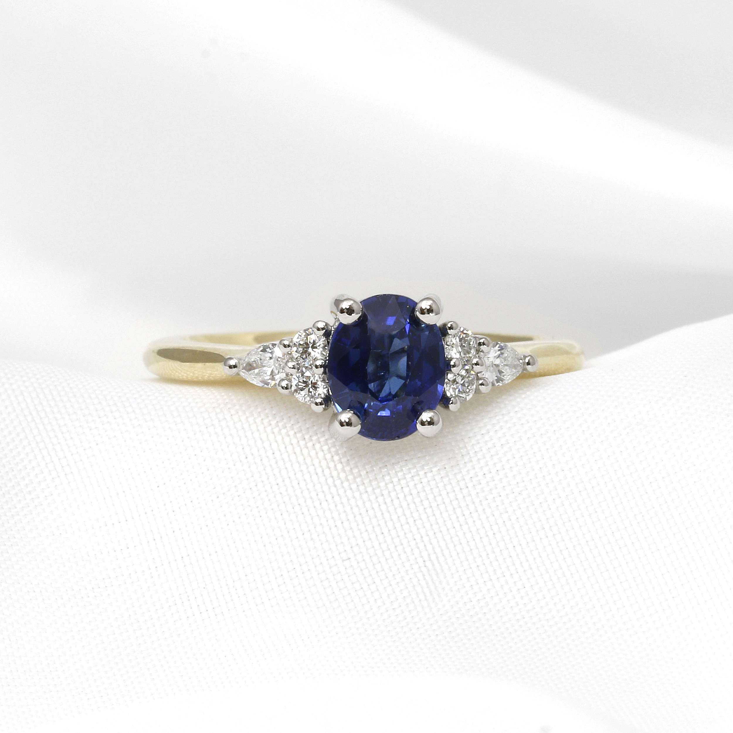 Sapphire and Diamond Ring in 9ct Yellow Gold and Platinum