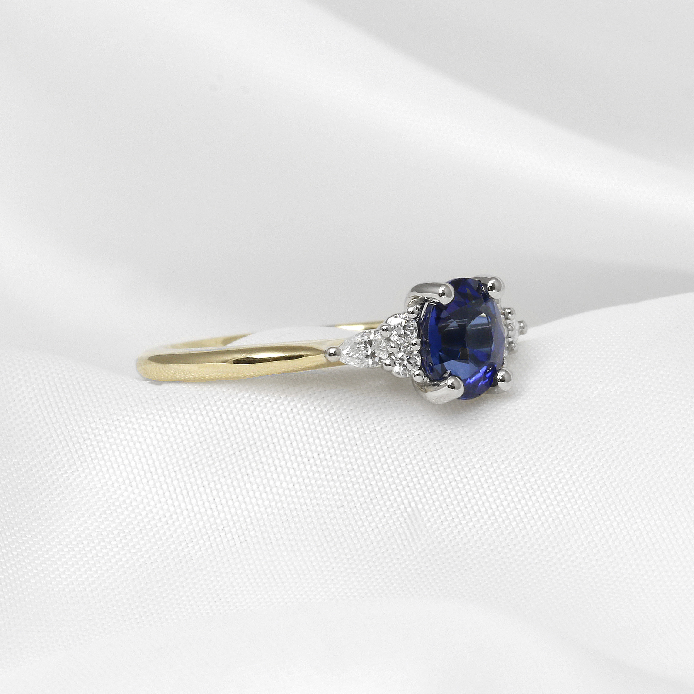 Sapphire and Diamond Ring in 9ct Yellow Gold and Platinum