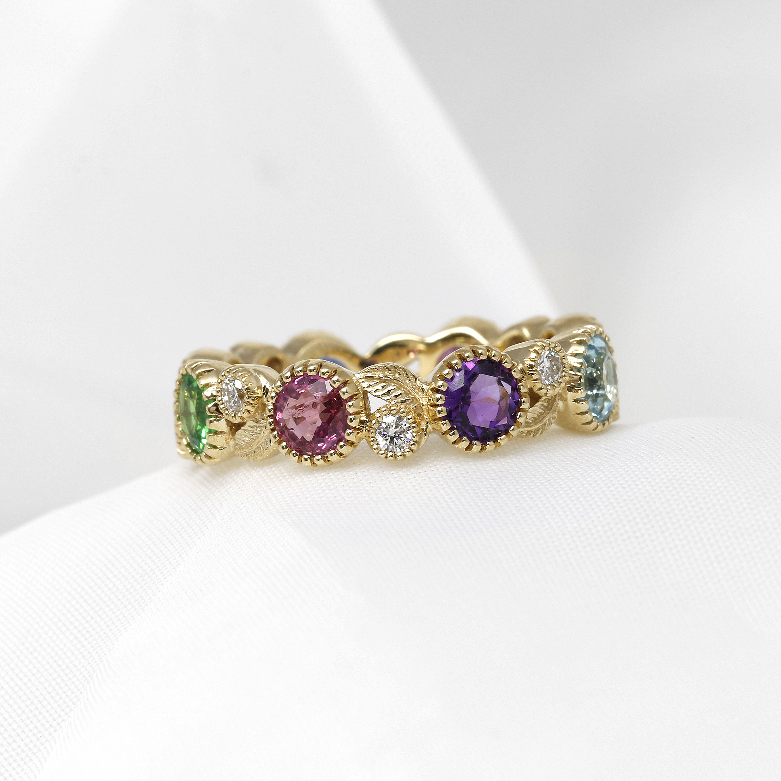 Multi-Gemstone Full Eternity Jardin Des Délices Ring