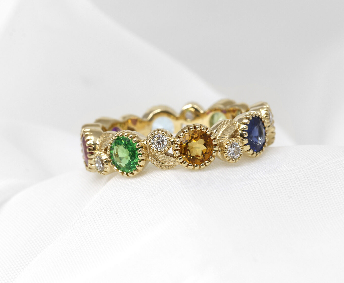 Multi-Gemstone Full Eternity Jardin Des Délices Ring