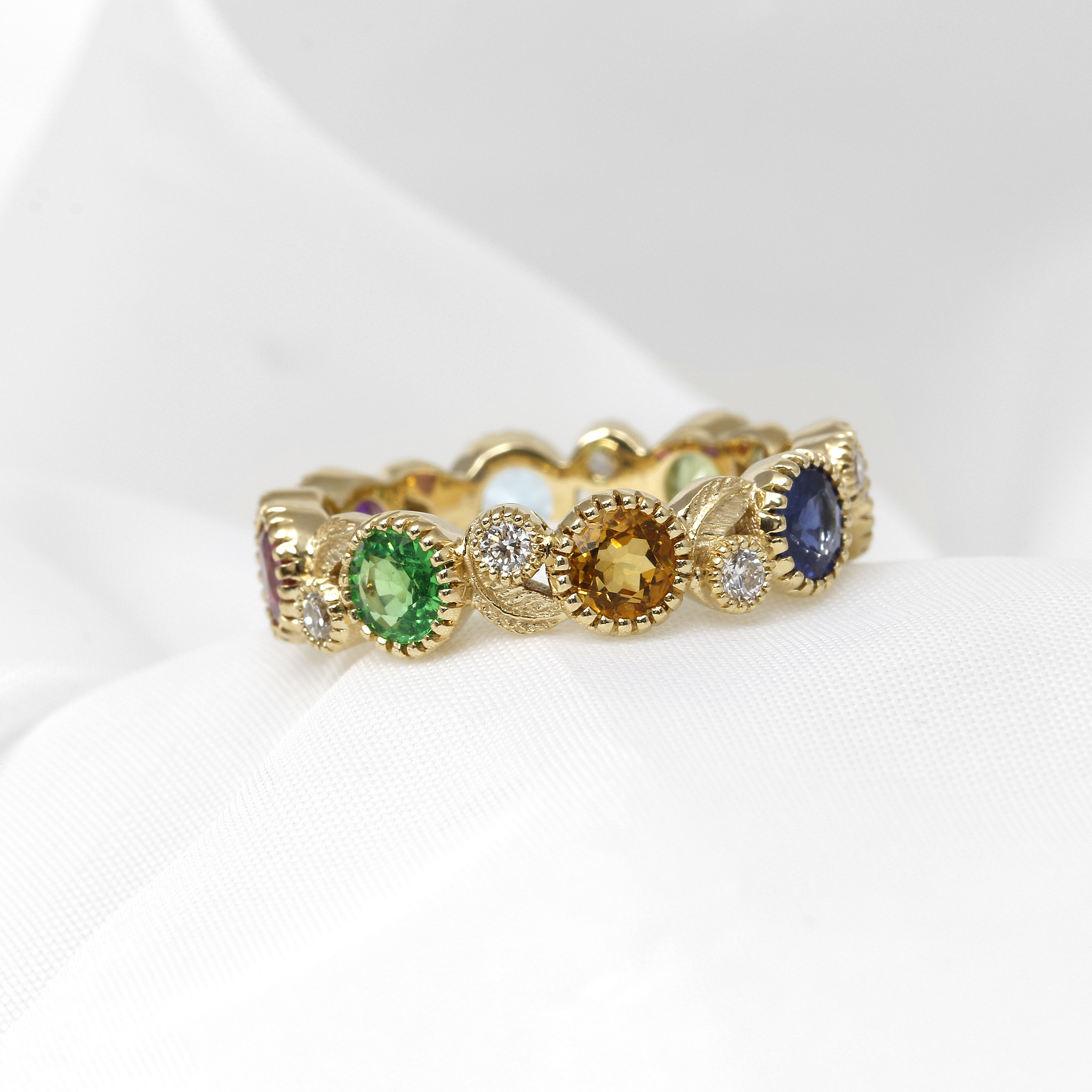 Multi-Gemstone Full Eternity Jardin Des Délices Ring
